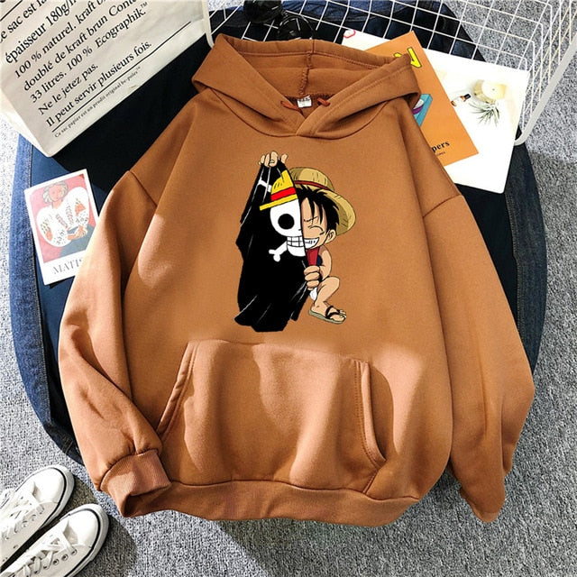 Luffy Half Face Hoodie One Piece