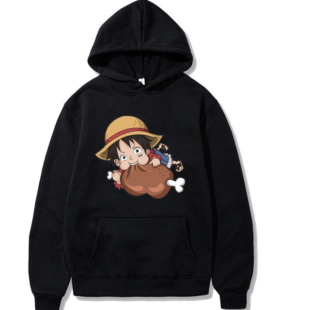 Luffy Eating Meat Hoodie One Piece