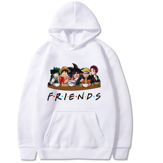 Friends Eating Hoodie Dragon Ball Z Naruto Demon Slayer One Piece My Hero Academia